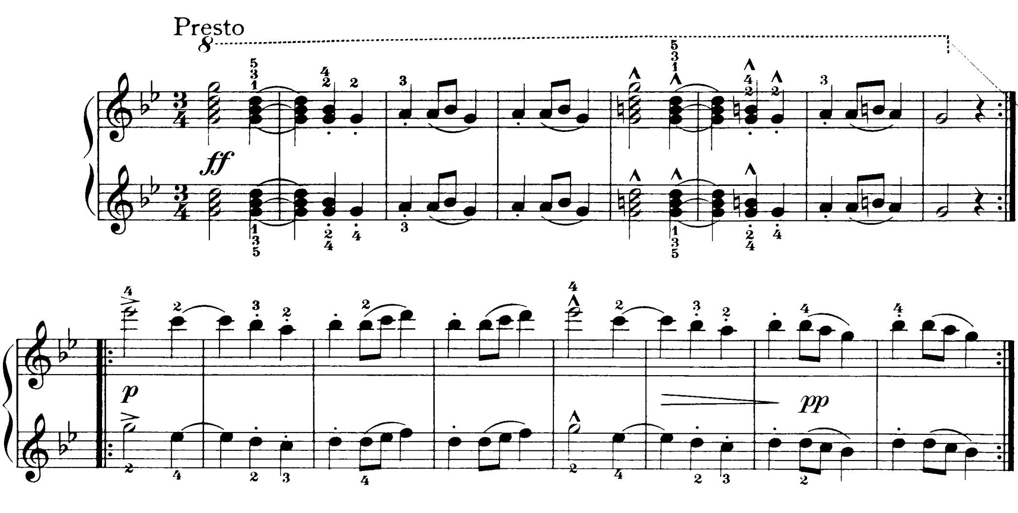 德伏扎克在《斯拉夫舞曲》中，用上了來自捷克的火烈舞 (furiant) 節奏，三拍子為主的旋律，一開始就出現以兩拍為重拍的希米奧拉 (hemiola) 節奏。後來，德伏扎克還把火烈舞應用至交響曲。