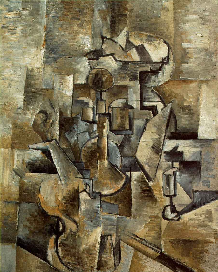 布拉克 (Georges Braque) 的《小提琴與蠟燭》，是立體主義的代表作。 