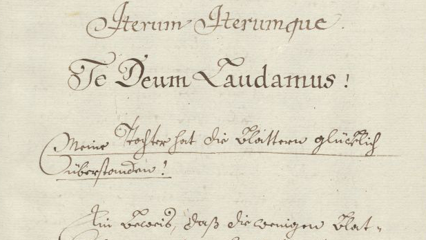 莫扎特父親 1767 年 11 月 28 日的家書，說姊姊天花痊瘉，信件開頭的拉丁文「Iterum iterumque, Te Deum laudamus」，即是「一次又一次，向主歡呼！」。然後下一句報告「我的女兒戰勝了天花」(Meine Tochter hat die Blattern glücklich überstanden!) 。之前，莫扎特父親也曾以長篇的家書，向母親滙報兒子天花病癒。而此期間，莫扎特兩姊妹也沒有回家的書信。來源：Mozarteum